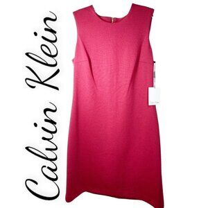 NWT CALVIN KLEIN Red Knit Sleeveless Shift Dress, Size 6